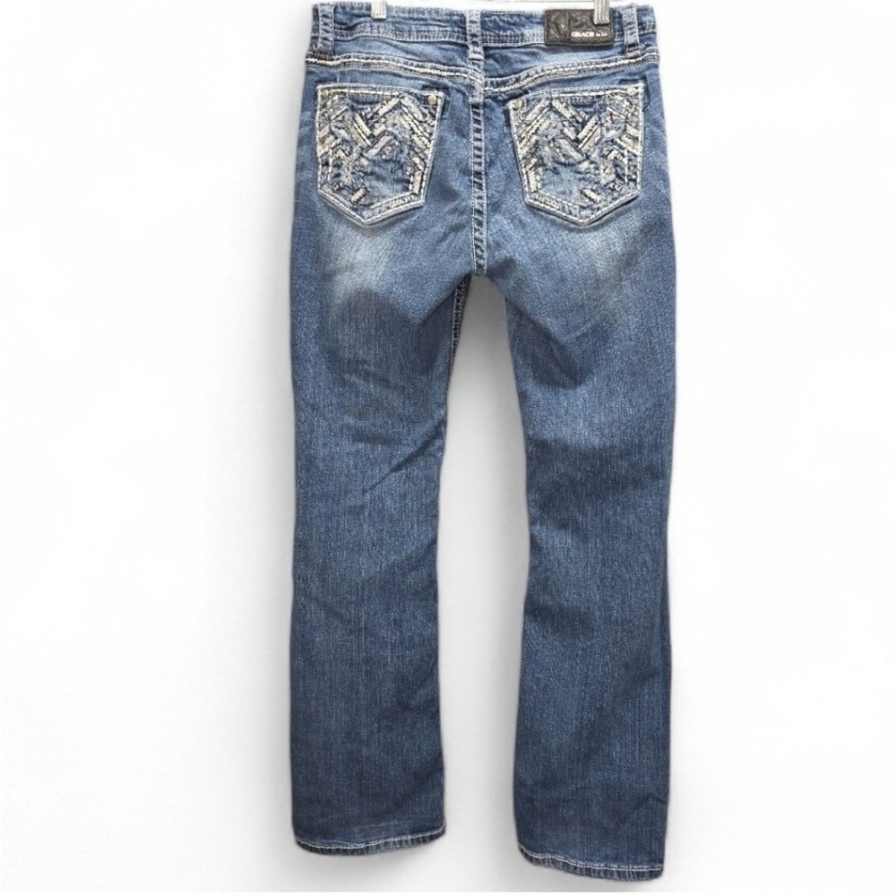 Grace in LA Embroidered Bling Straight Leg Jeans Size 28 Rhinestones Western - Picture 2 of 8